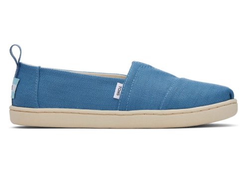 Toms Ocean Blue Youth Alpargata Refibra Tencel Textured Woven Kids' Alpargatas | UAE524-359