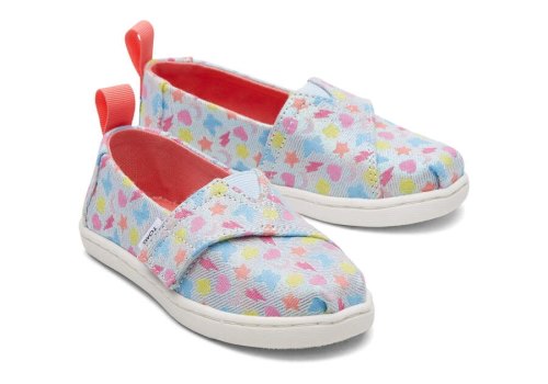 Toms Pastel Blue Glimmer Tiny Alpargata Glimmer Charms Kids' Alpargatas | UAE170-874
