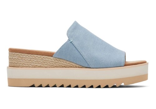 Toms Pastel Blue Washed Denim Diana Mule Sandal Women's Sandals | UAE799-793