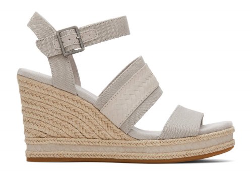 Toms Pebble Grey Canvas Madelyn Wedge Sandal Women's Sandals | UAE777-201