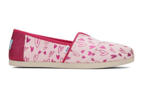 Toms Pink Hearts Alpargata Foil Hearts Women's Alpargatas | UAE634-659