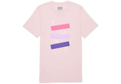 Toms Pink Stacked Logo Short Sleeve Tee Women's T Shirts | UAE360-494