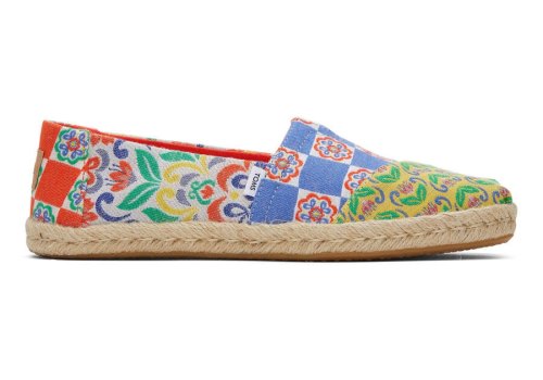 Toms Red Multi Mediterranean Tiles Jacquard Alpargata Rope Espadrille Women's Espadrilles | UAE137-497