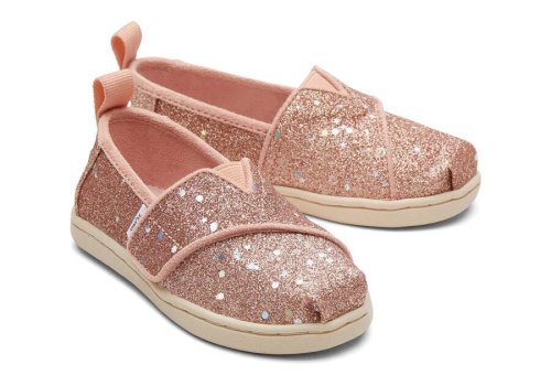 Toms Rose Gold Tiny Alpargata Glitter Kids' Alpargatas | UAE377-123