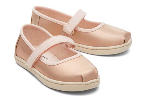 Toms Rose Gold Tiny Mary Jane Metallic Kids' Slip On | UAE433-596