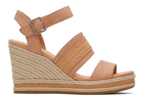 Toms Sandy Beige Canvas Madelyn Wedge Sandal Women's Sandals | UAE279-211