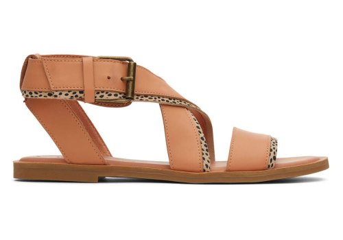 Toms Sandy Beige Mini Cheetah Suede Sidney Sandal Women's Sandals | UAE471-581