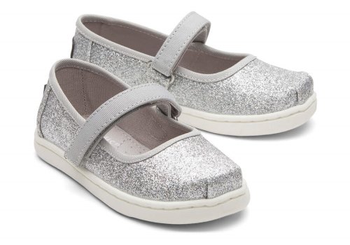 Toms Silver Iridescent Tiny Mary Jane Kids' Slip On | UAE744-797