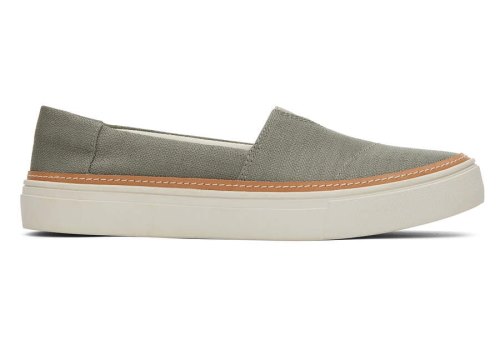 Toms Vetiver Grey Parker Slip On Women's Slip On | UAE483-474