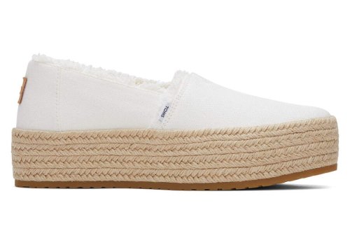 Toms White Canvas Valencia Platform Espadrille Women's Espadrilles | UAE295-366