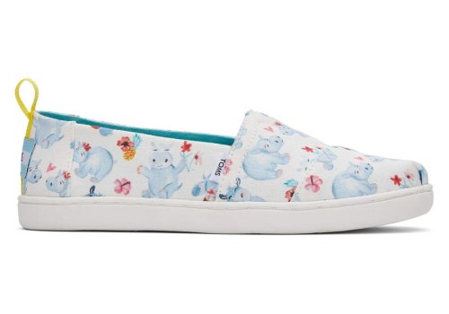 Toms White Hippos Youth Alpargata Summer Hippos Kids' Alpargatas | UAE771-607