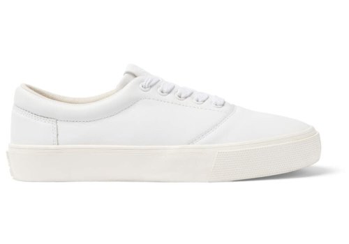 Toms White Leather Fenix Women's Sneakers | UAE957-590