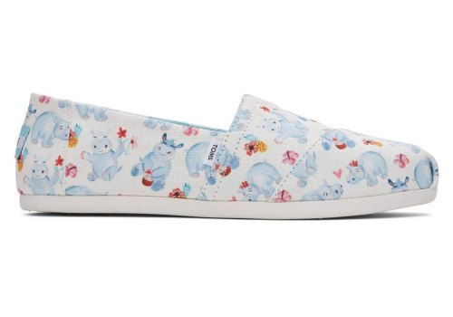 Toms White Alpargata Hippos Women's Alpargatas | UAE316-401