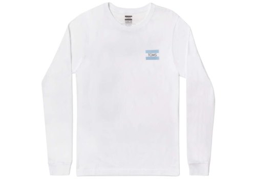 Toms White Logo Long Sleeve Tee Men's T Shirts | UAE011-397